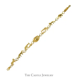 Noah's Ark Designed 7 Inch Link Bracelet in 14k Yellow Gold
