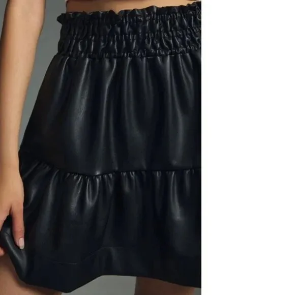 NWT new anthropologie The Somerset Mini Skirt: Faux Leather Edition sizE L