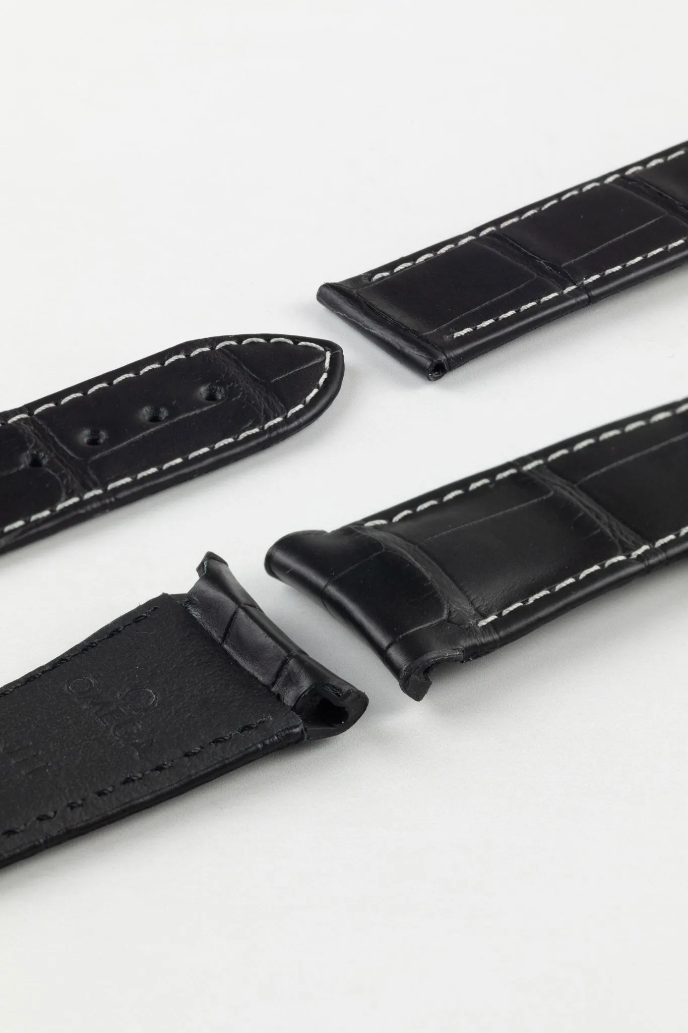 OMEGA CUZ005770 Speedmaster Moonphase 21mm Genuine Alligator Deployment Watch Strap in BLACK