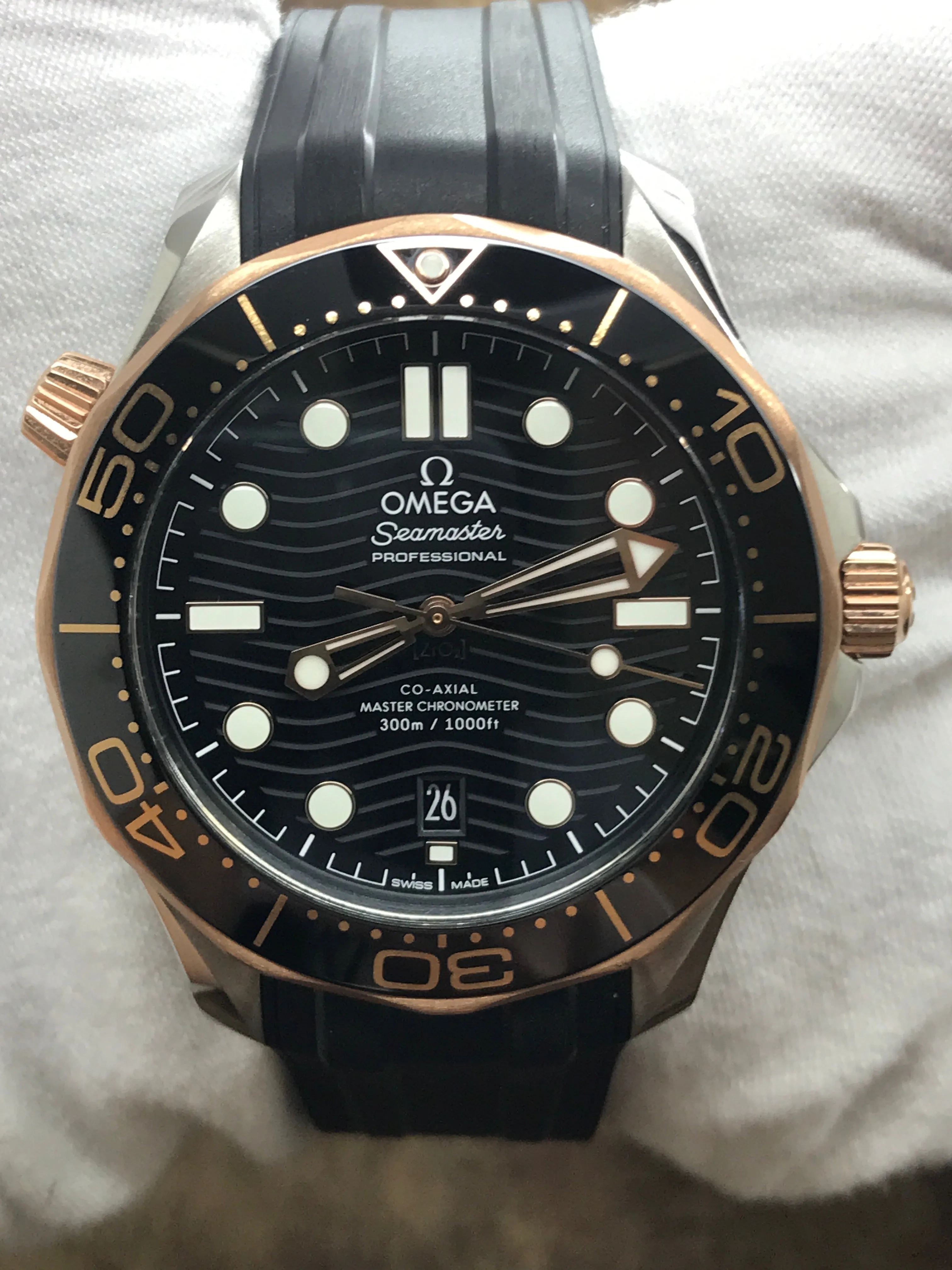 Omega Seamaster 300 210.22.42.20.01.002 Black Wave Dial Automatic Men's Watch