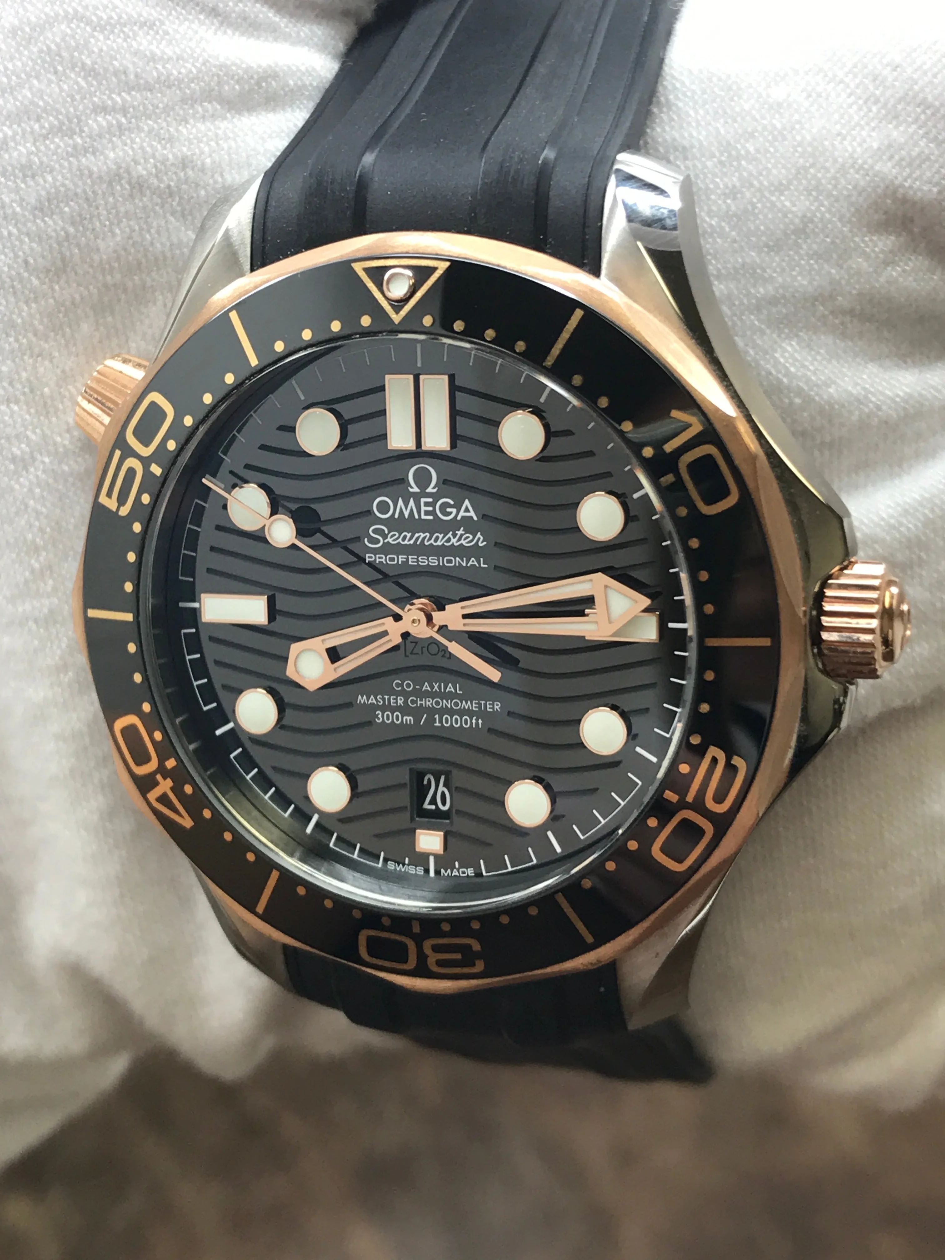 Omega Seamaster 300 210.22.42.20.01.002 Black Wave Dial Automatic Men's Watch