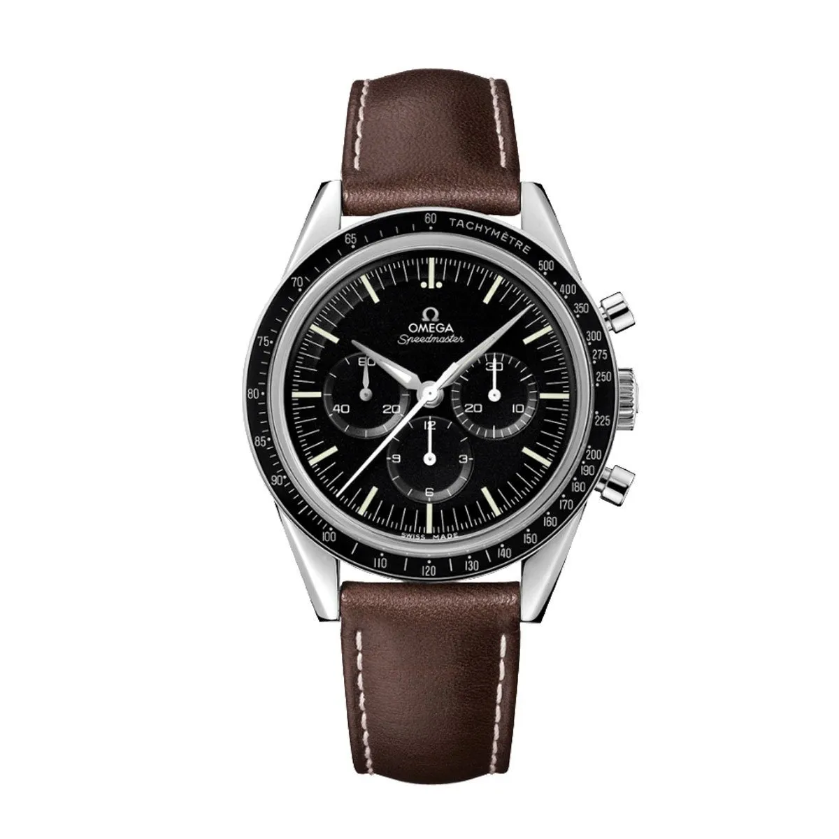 Omega Speedmaster Moonwatch Chronograph 19mm x 16mm Brown Leather Strap