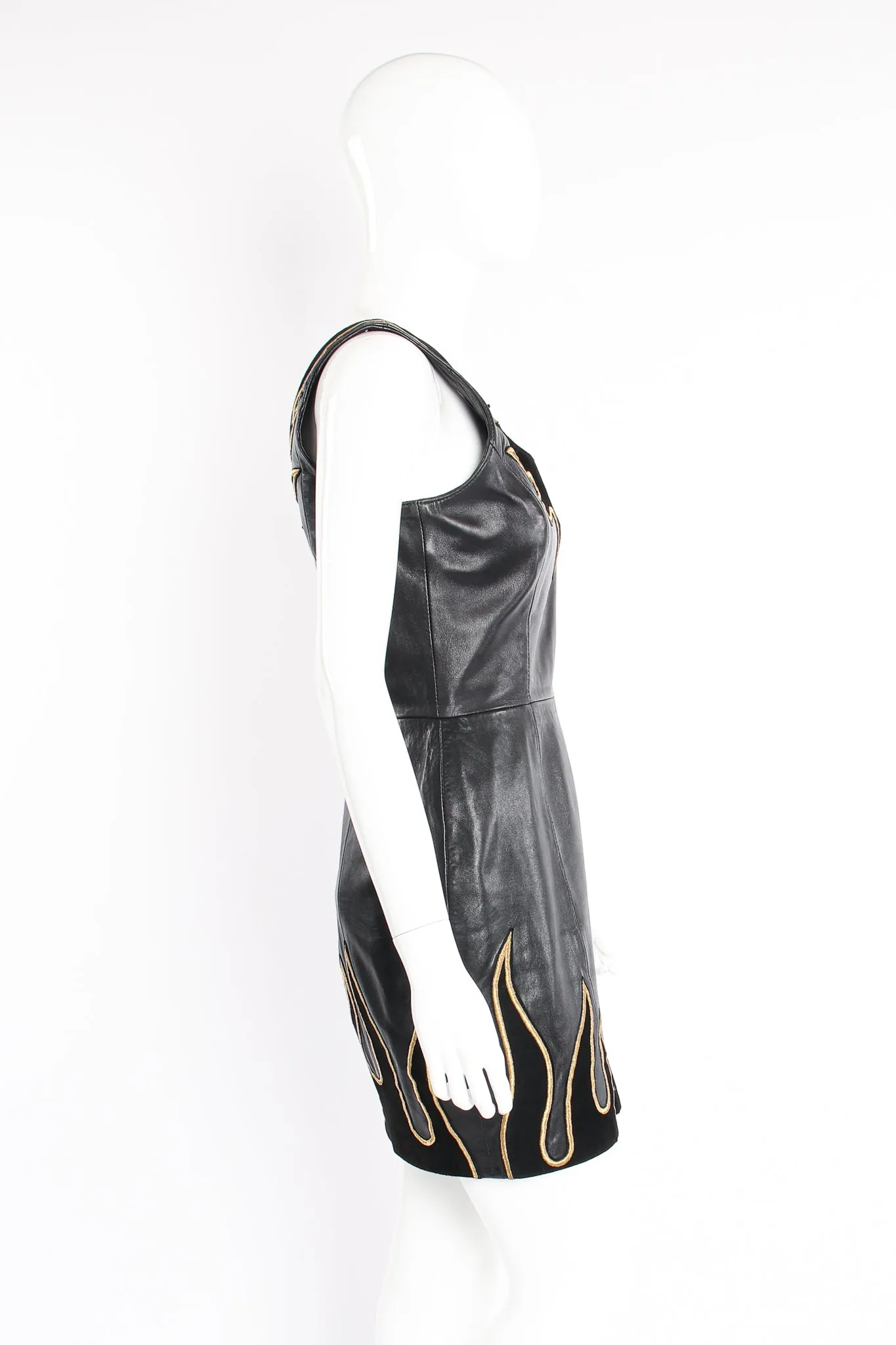 One-Shoulder Leather Flame Dress