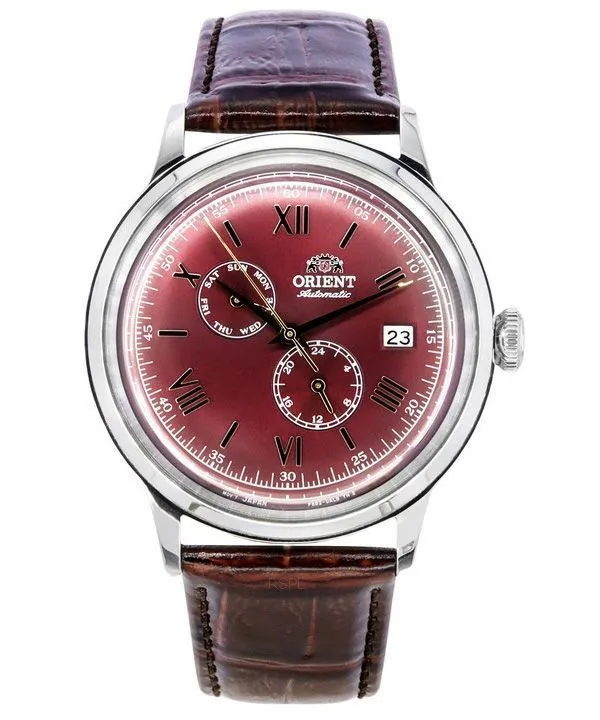 Orient Bambino GMT Version 8 Leather Strap Red Dial Automatic RA-AK0705R10B RA-AK0705R30B Men's Watch
