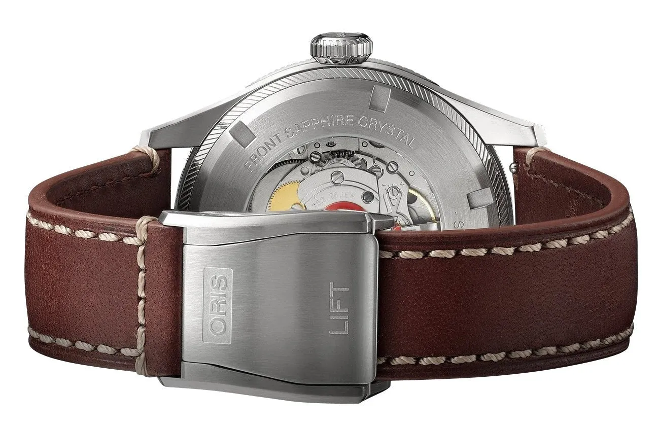 Oris Big Crown ProPilot Automatic Stainless Steel Blue Dial Brown Leather Strap Day/Date Mens Watch 752 7760 4065-07 5 22 07LC