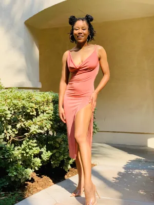 Out In A Split Dress - Mauve
