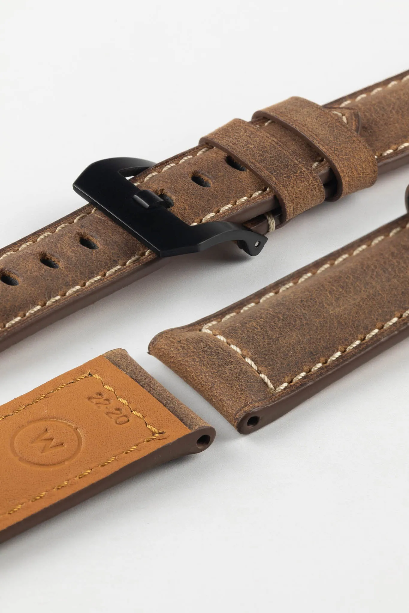 Padded Crazy Horse Watch Strap in BROWN
