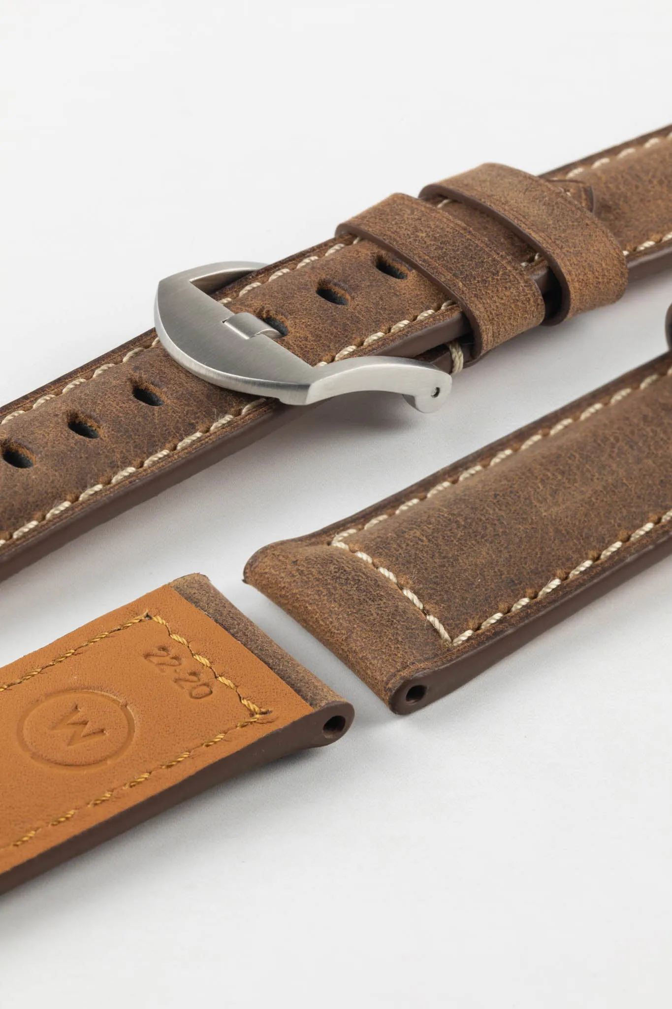 Padded Crazy Horse Watch Strap in BROWN