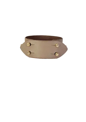 Panel Studded Leather Cuff, Taupe