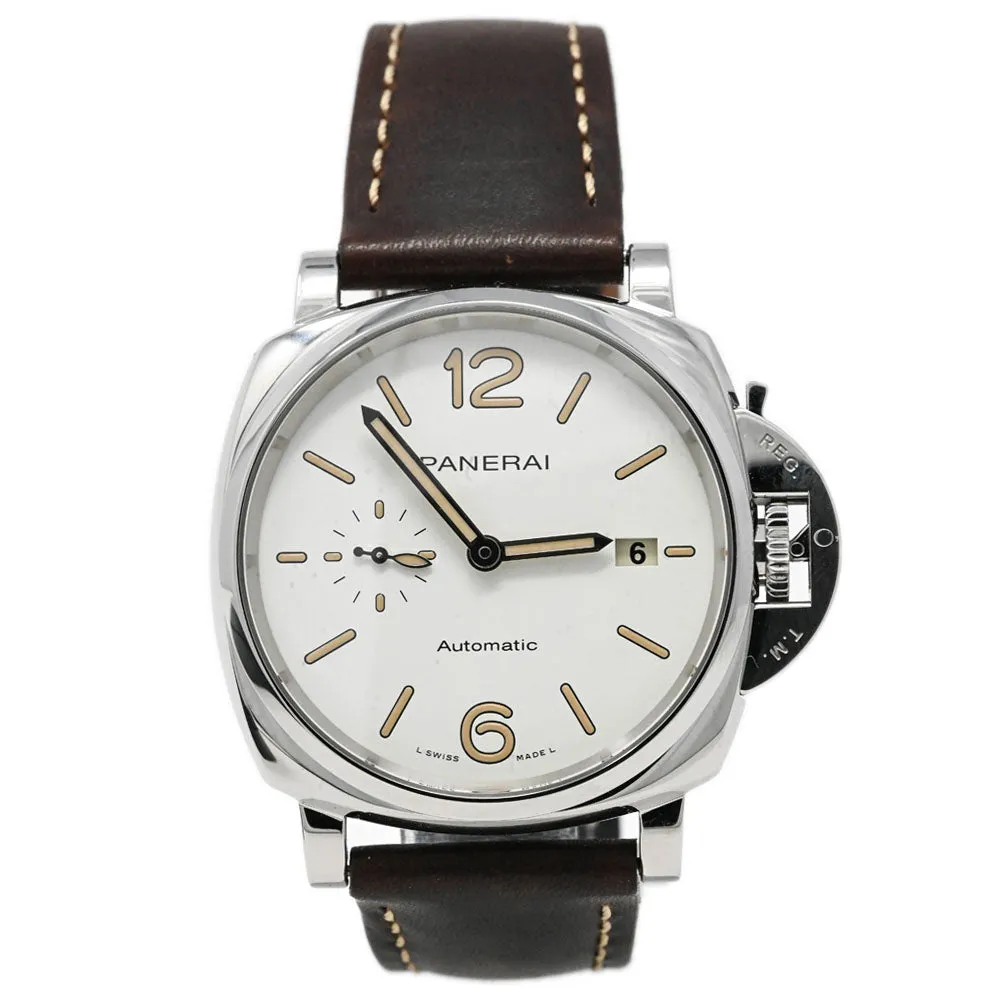 Panerai Men's Luminor Due Stainless Steel 42mm White Dial Watch Reference #: PAM01046