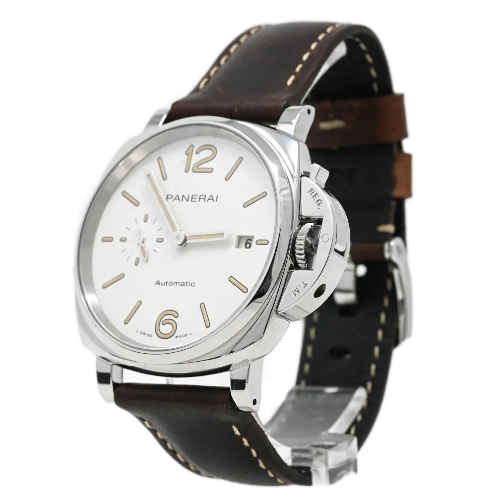 Panerai Men's Luminor Due Stainless Steel 42mm White Dial Watch Reference #: PAM01046