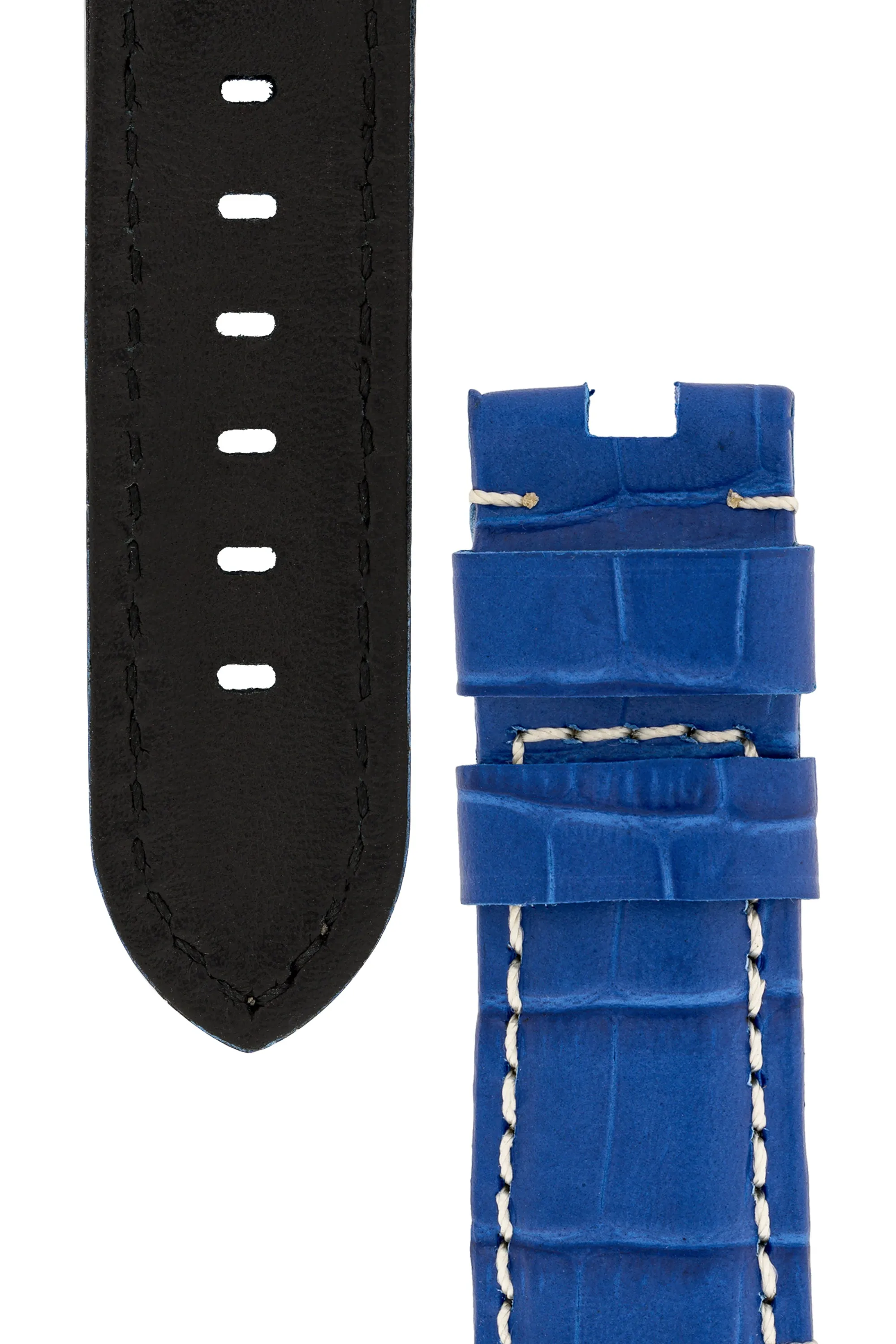 Panerai-Style Alligator-Embossed Deployment Watch Strap in ROYAL BLUE
