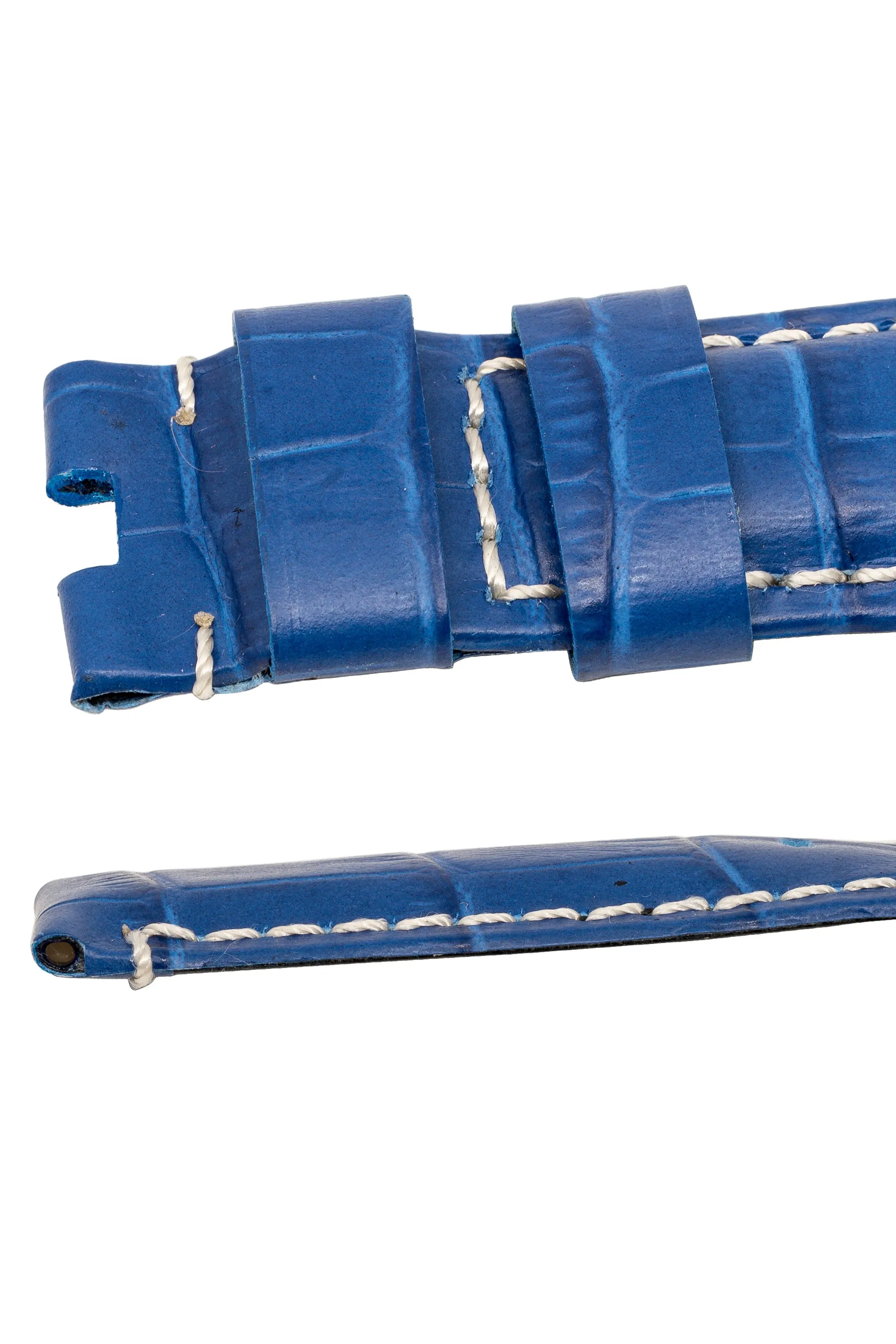 Panerai-Style Alligator-Embossed Deployment Watch Strap in ROYAL BLUE