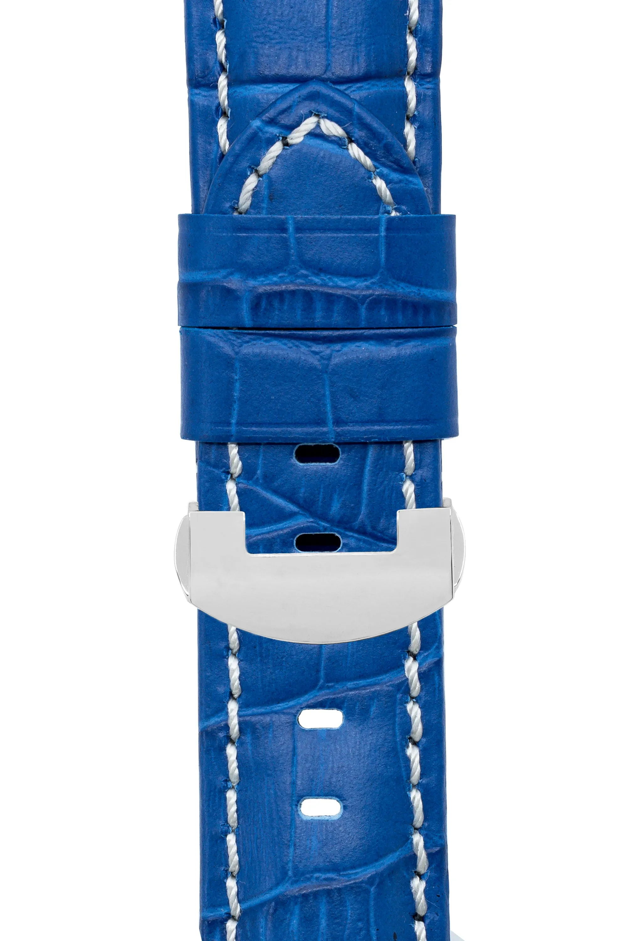 Panerai-Style Alligator-Embossed Deployment Watch Strap in ROYAL BLUE