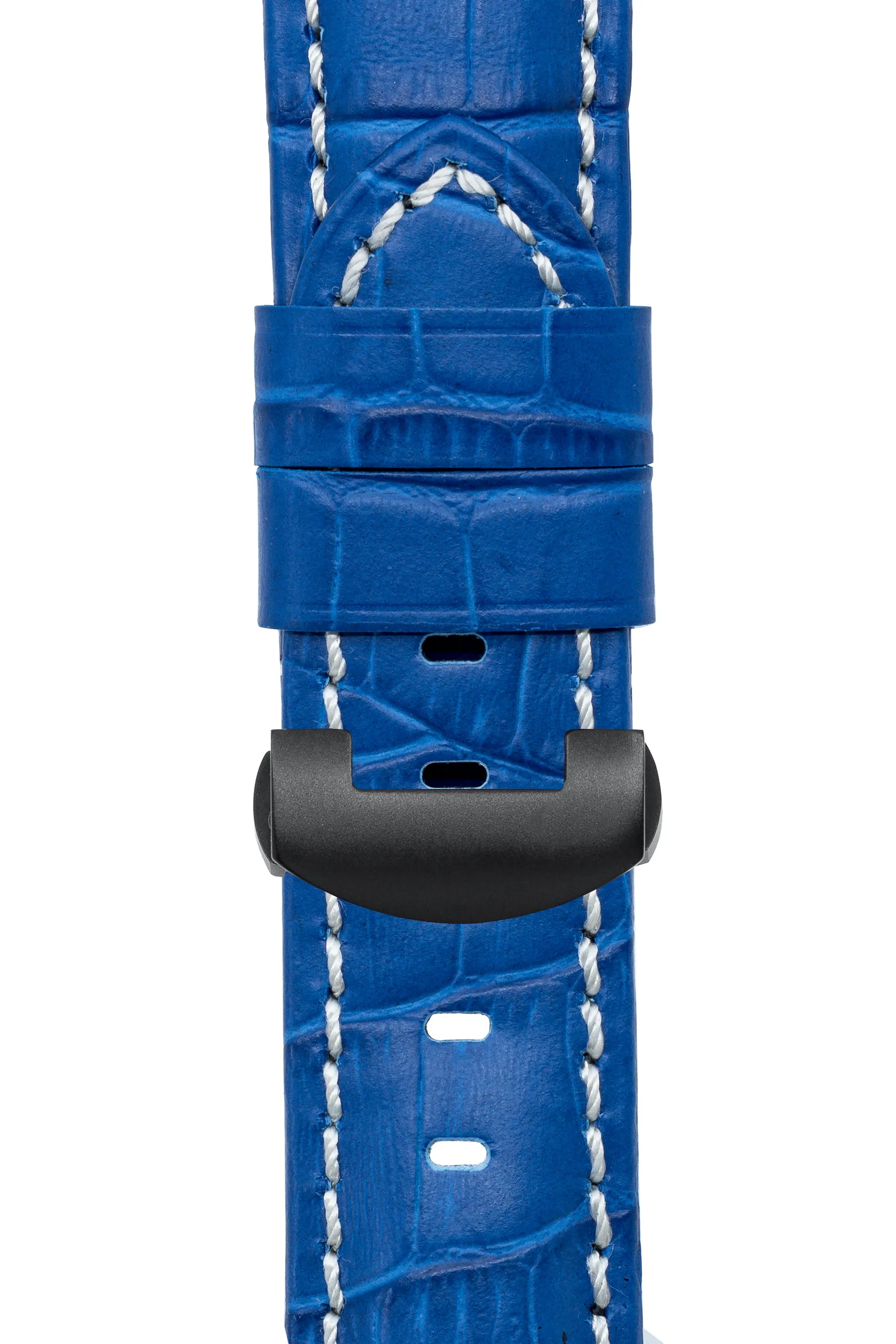Panerai-Style Alligator-Embossed Deployment Watch Strap in ROYAL BLUE
