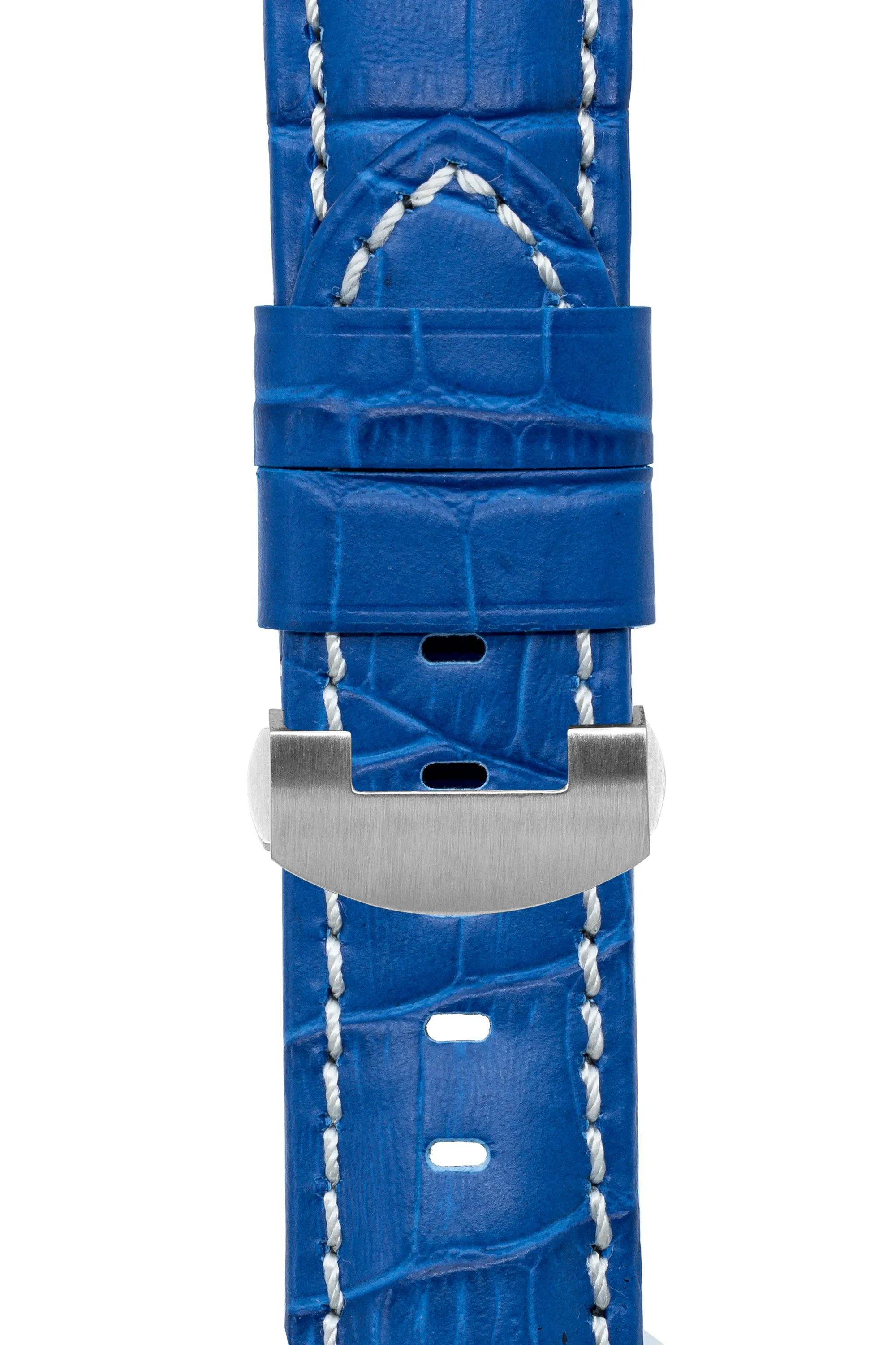 Panerai-Style Alligator-Embossed Deployment Watch Strap in ROYAL BLUE
