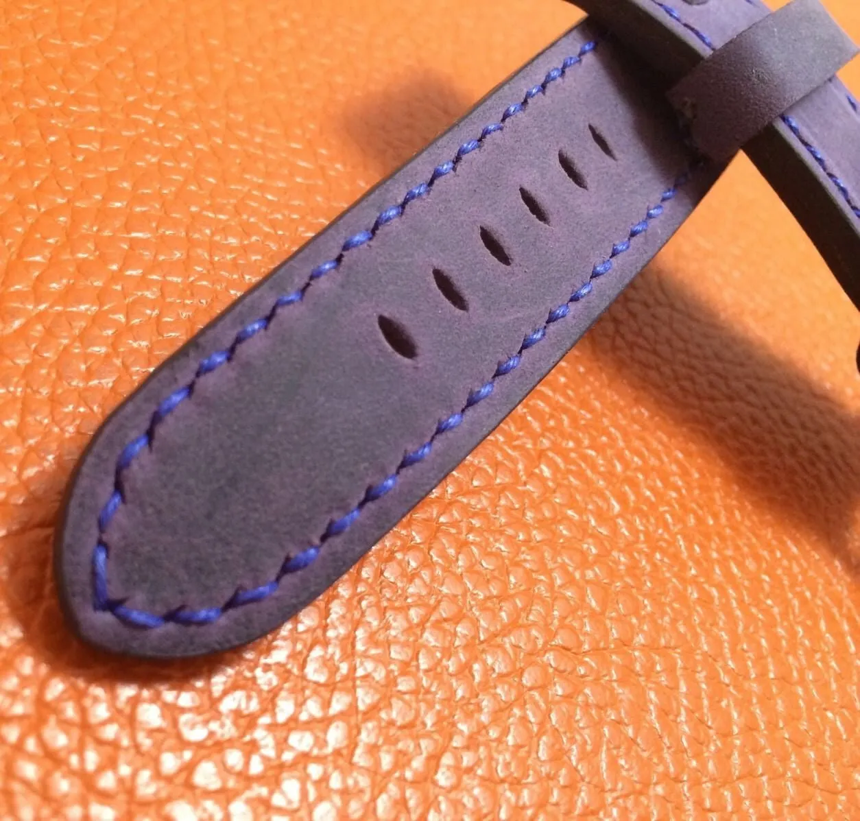 Panerai Watch Strap, 24mm Leather Watch Band, Purple Watch Strap, 26mm Watch Band, Sterling Silver Skull