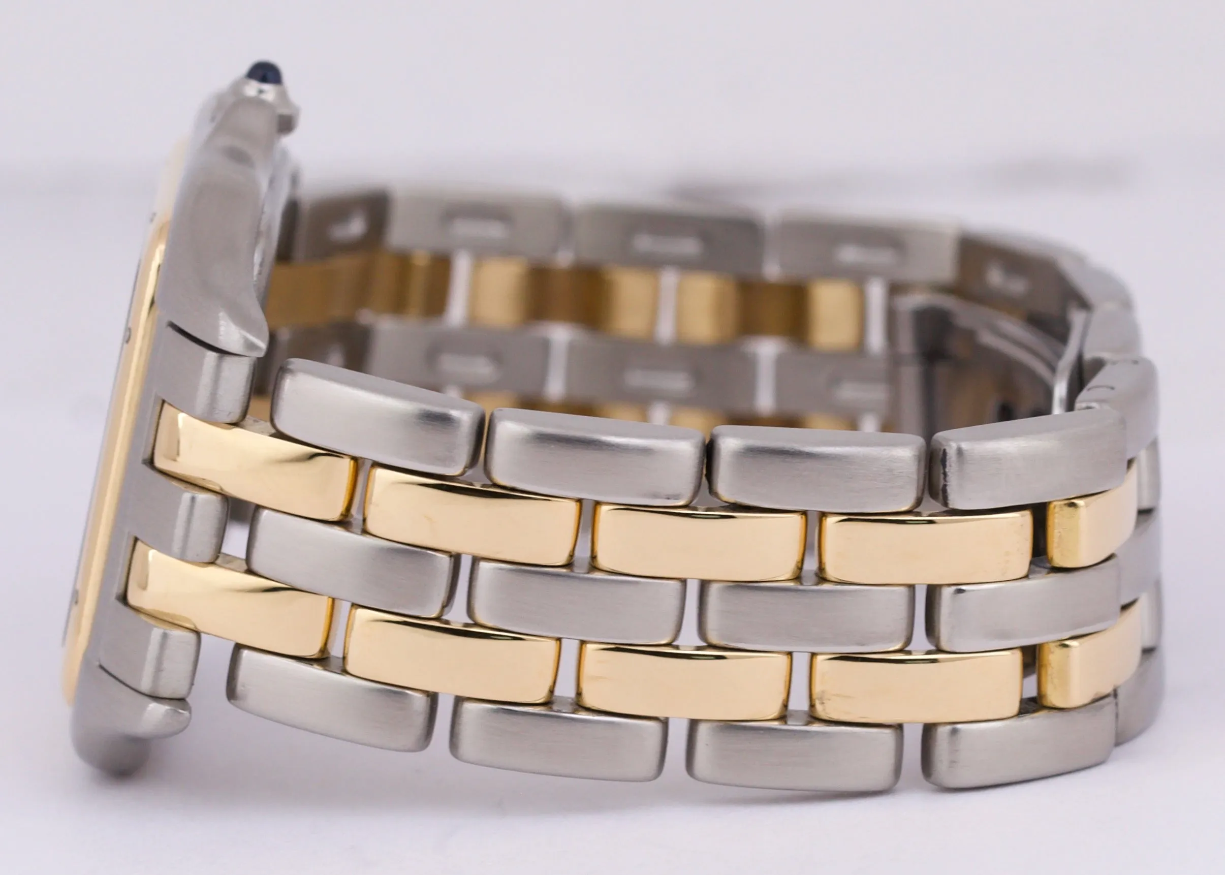 PAPERS Ladies Cartier Panthere TWO ROW 18K Gold Steel 29mm Quartz 83957 BOX