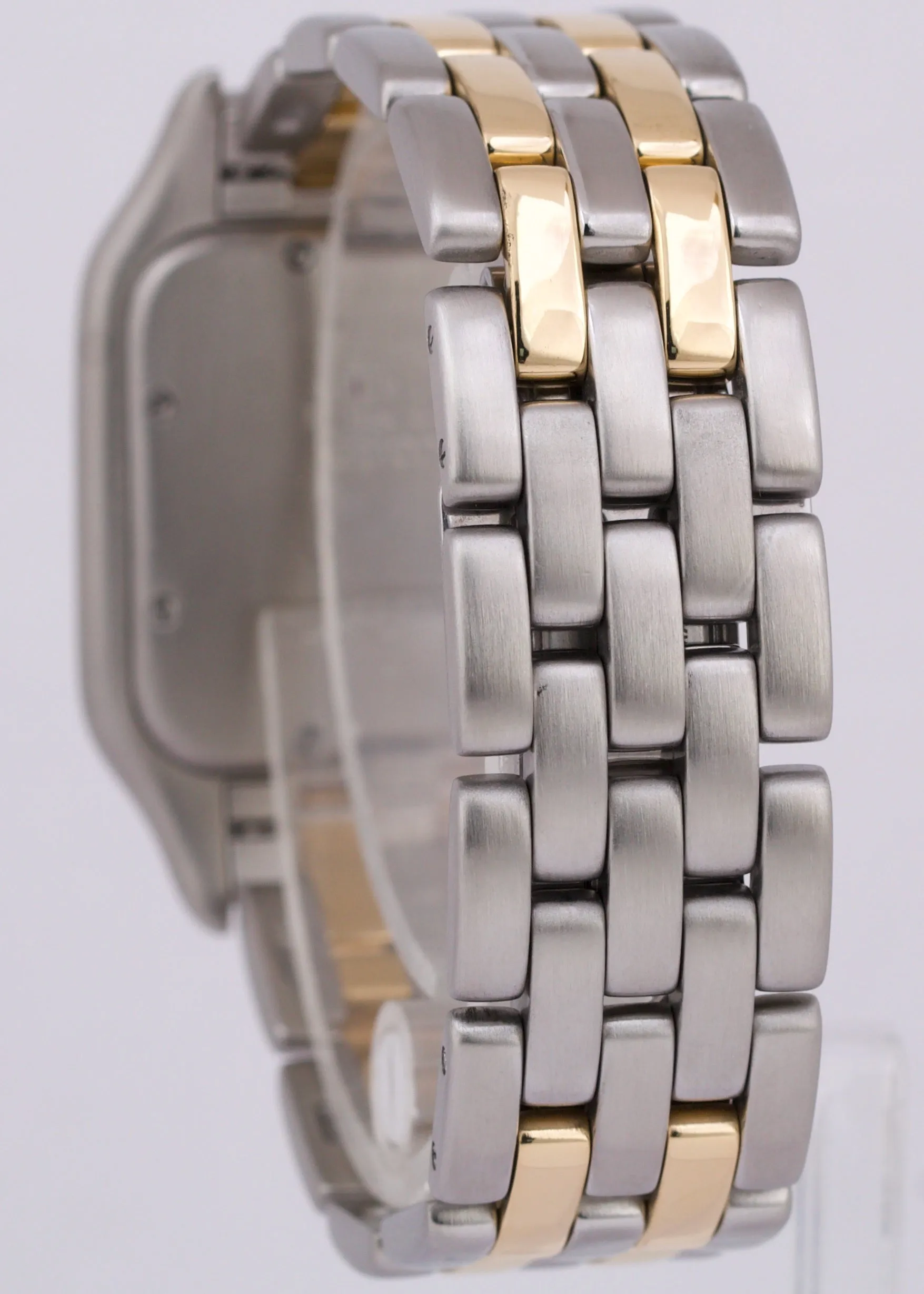 PAPERS Ladies Cartier Panthere TWO ROW 18K Gold Steel 29mm Quartz 83957 BOX