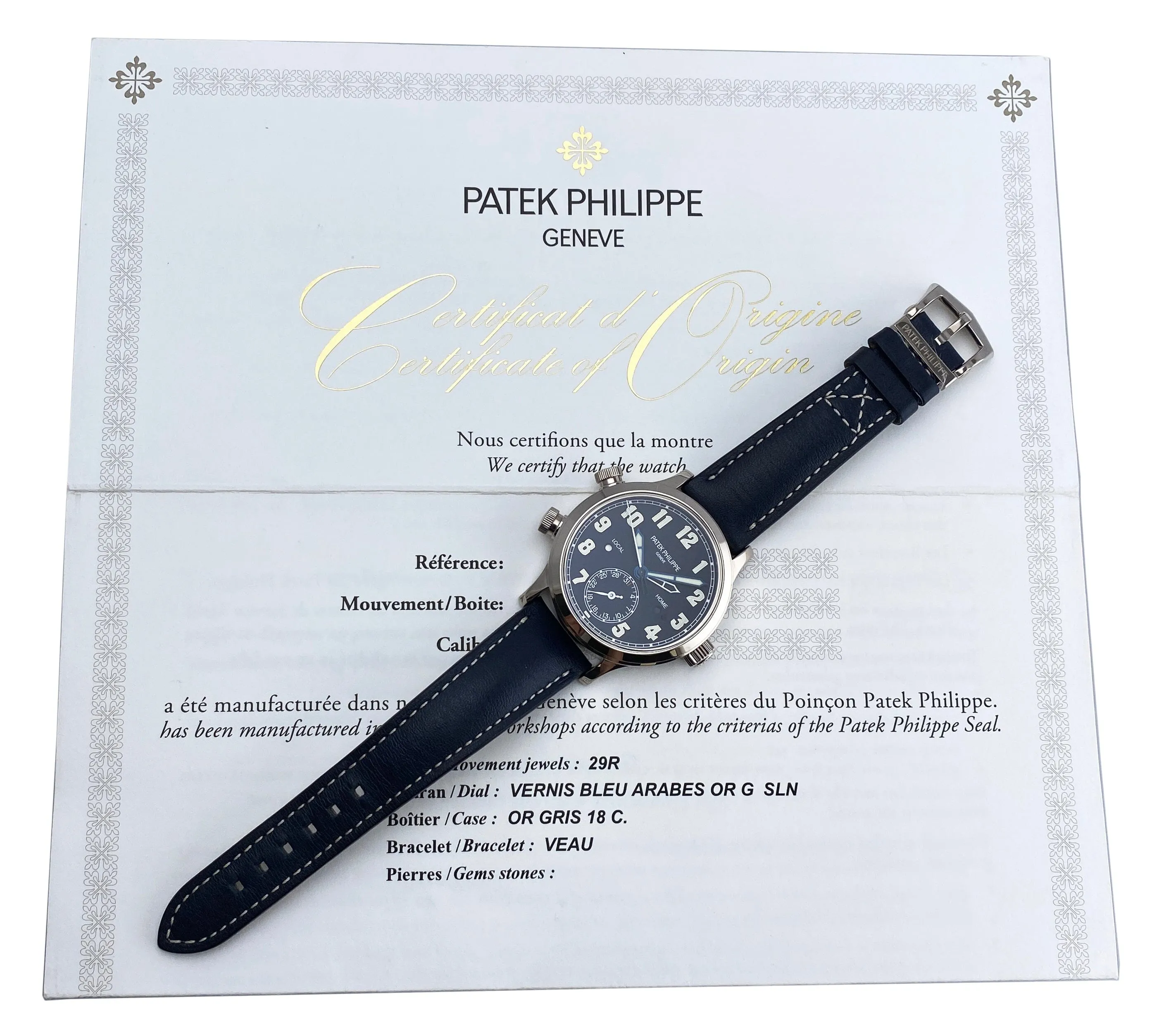 Patek Philippe Calatrava Pilot Travel Time 7234G Watch Box Papers
