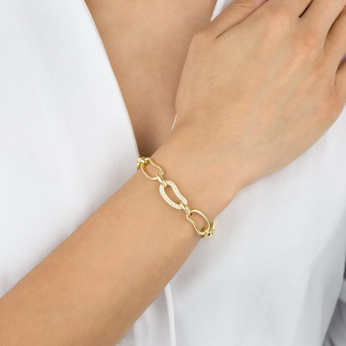 Pavé x Solid Waved Link Bracelet