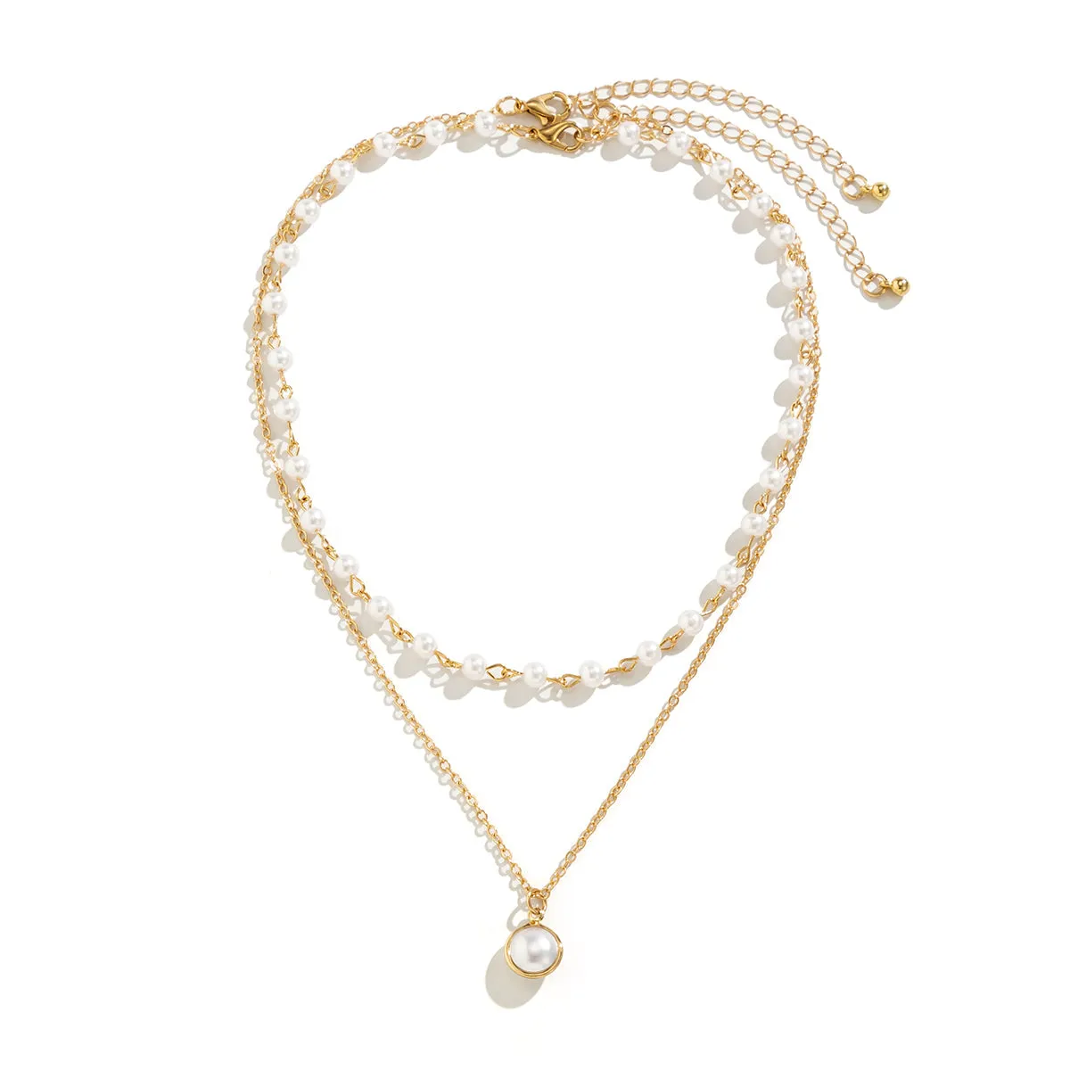Pearl & 18K Gold-Plated Beaded Pendant Necklace Set
