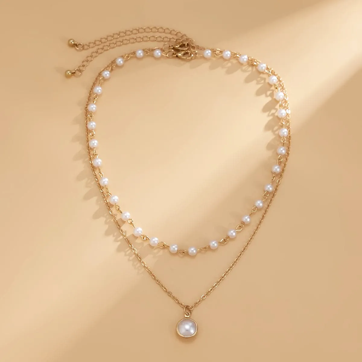 Pearl & 18K Gold-Plated Beaded Pendant Necklace Set