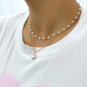 Pearl & 18K Gold-Plated Beaded Pendant Necklace Set