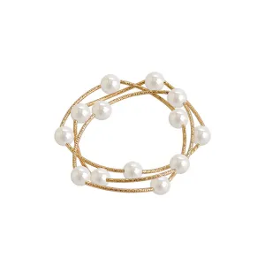 Pearl & 18K Gold-Plated Wrap Station Bracelet