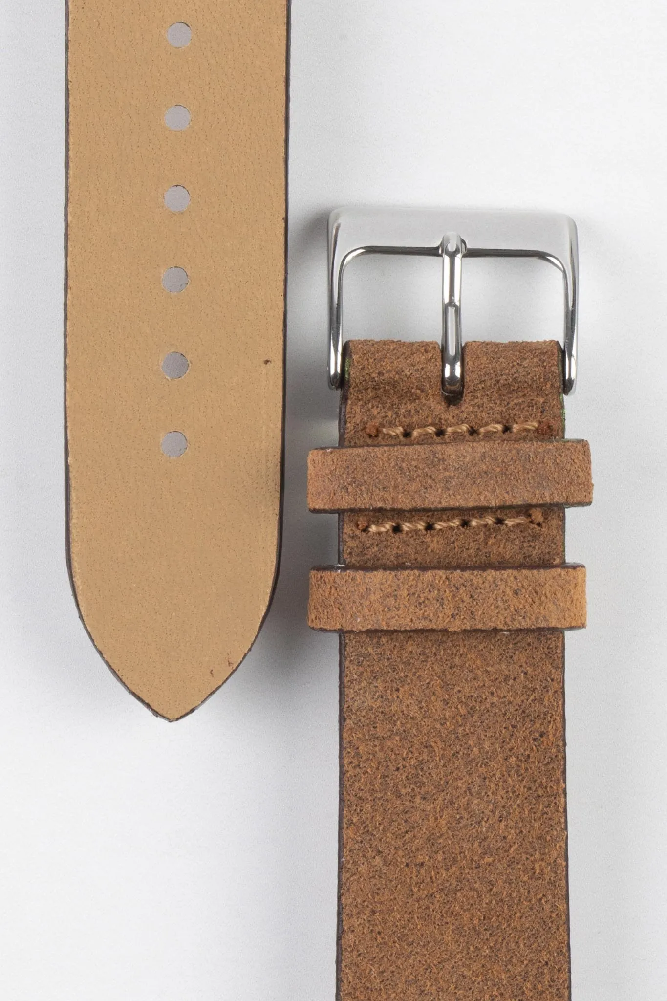 Pebro BARBOUR Waxed Calfskin Leather Watch Strap in MUSTARD BROWN