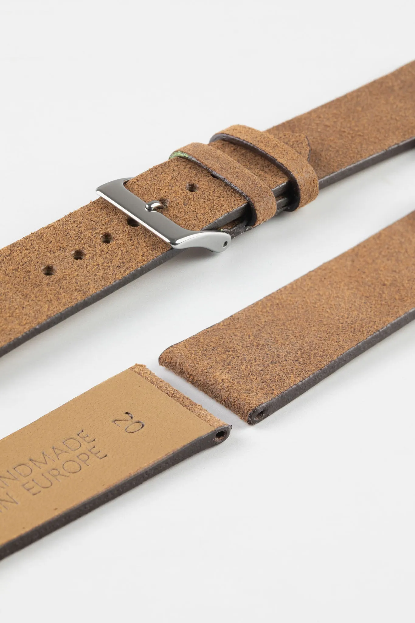 Pebro BARBOUR Waxed Calfskin Leather Watch Strap in MUSTARD BROWN