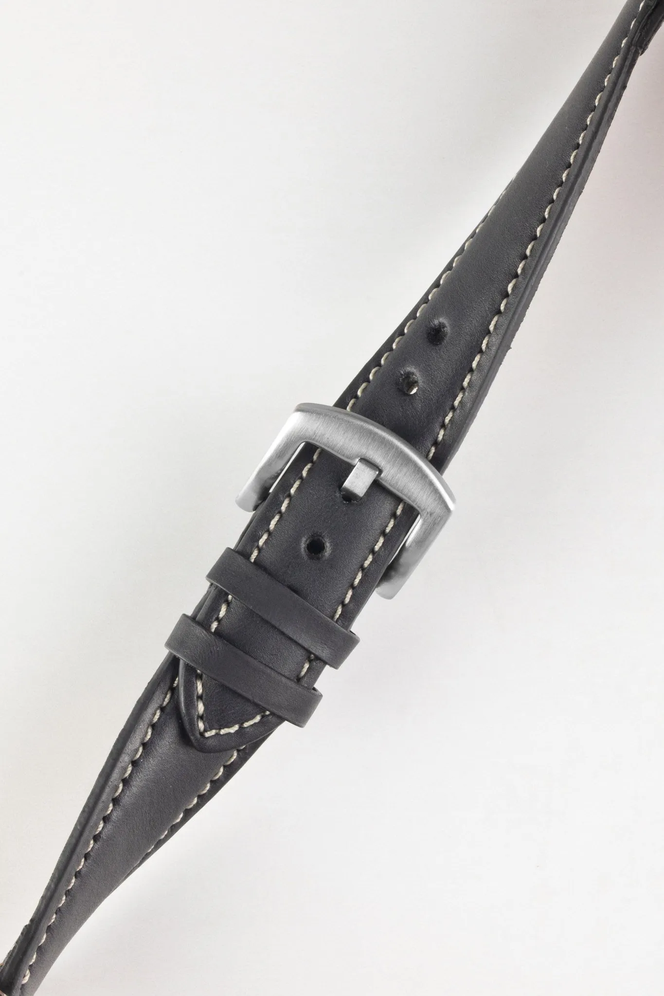 Pebro CADW Padded Vintage Leather Watch Strap in BLACK