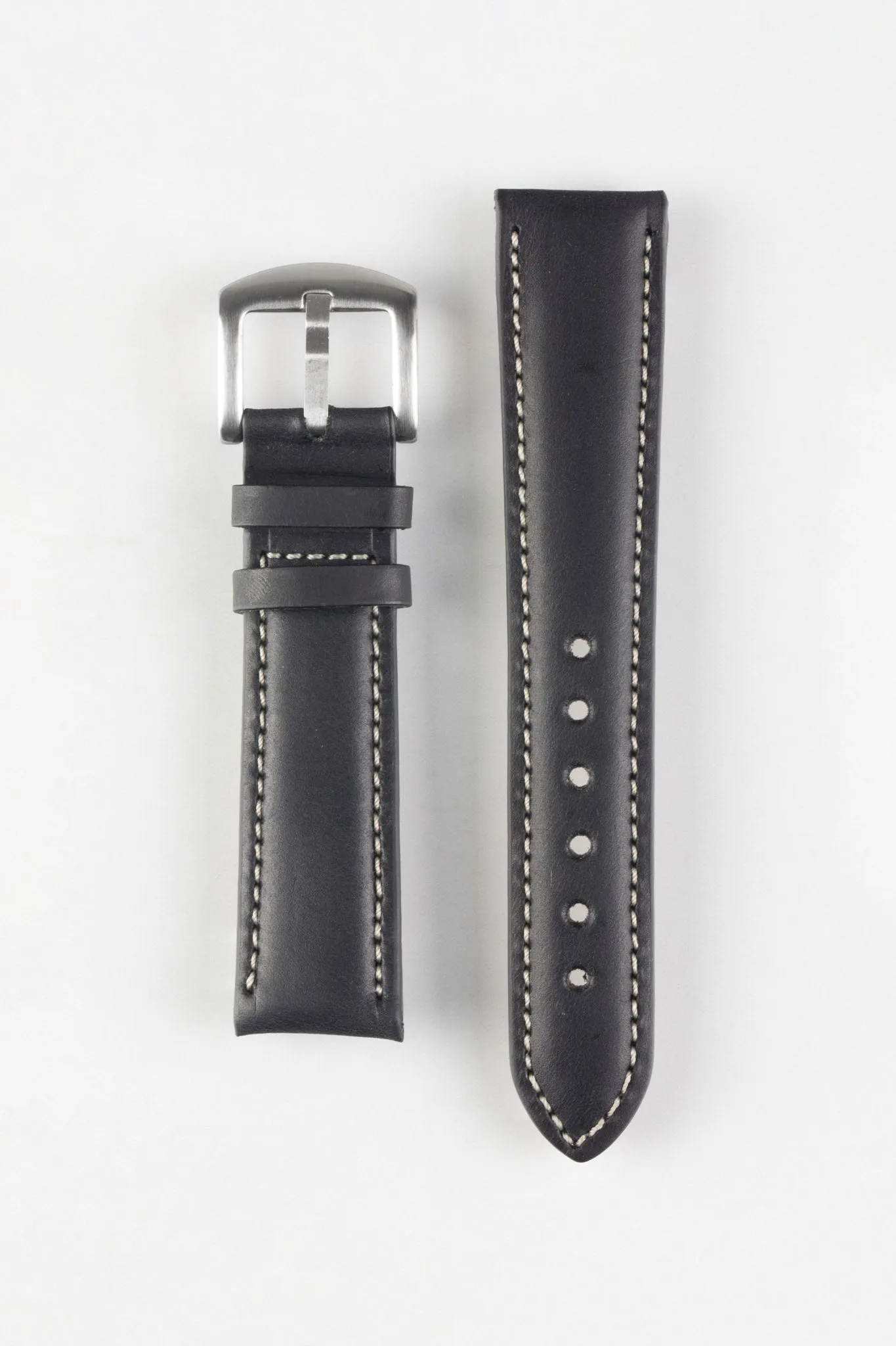 Pebro CADW Padded Vintage Leather Watch Strap in BLACK