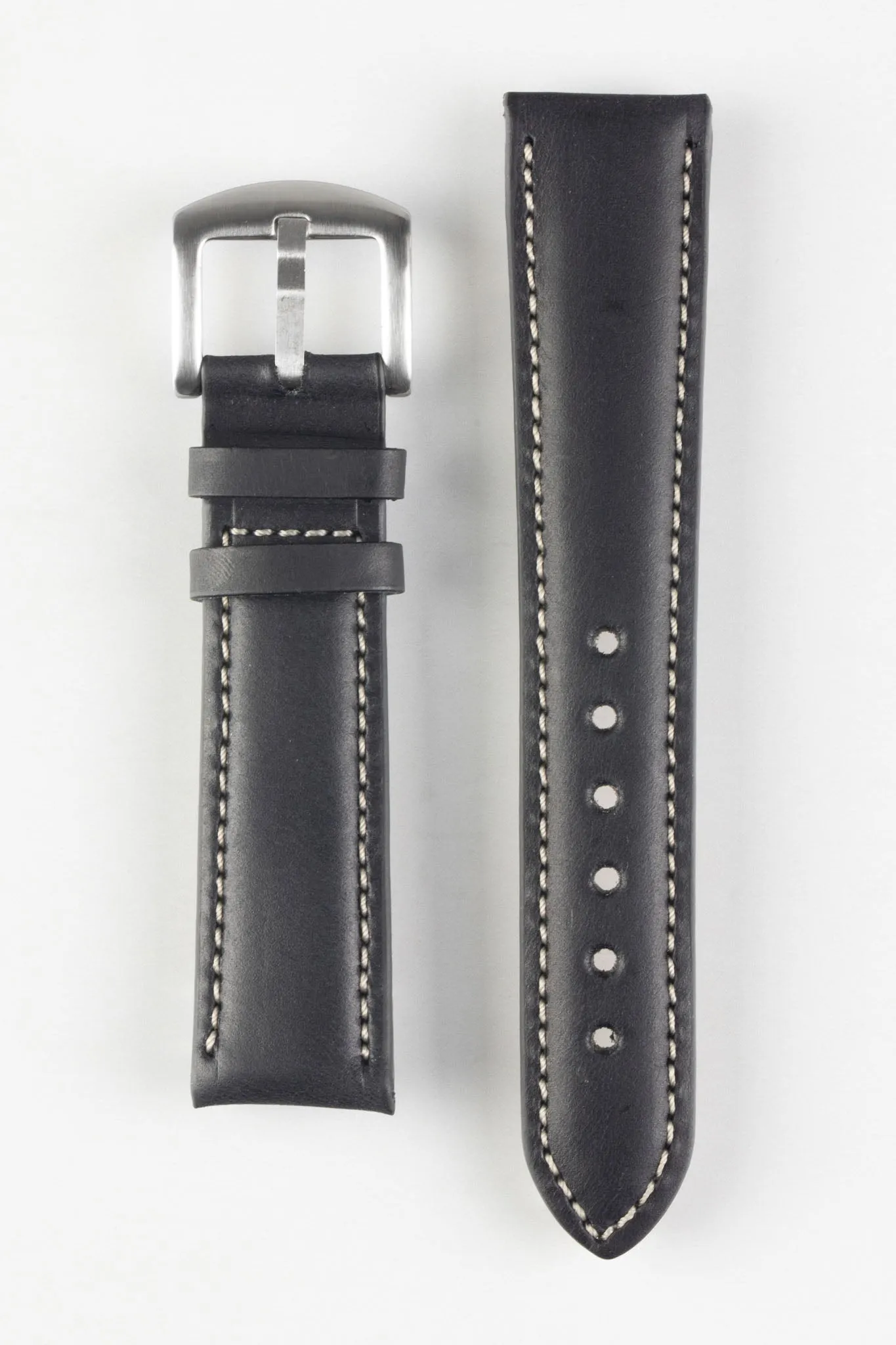 Pebro CADW Padded Vintage Leather Watch Strap in BLACK