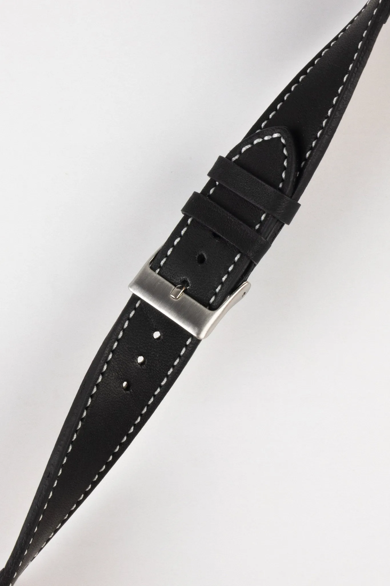 Pebro CLASSIC Unpadded Calfskin Leather Watch Strap in BLACK