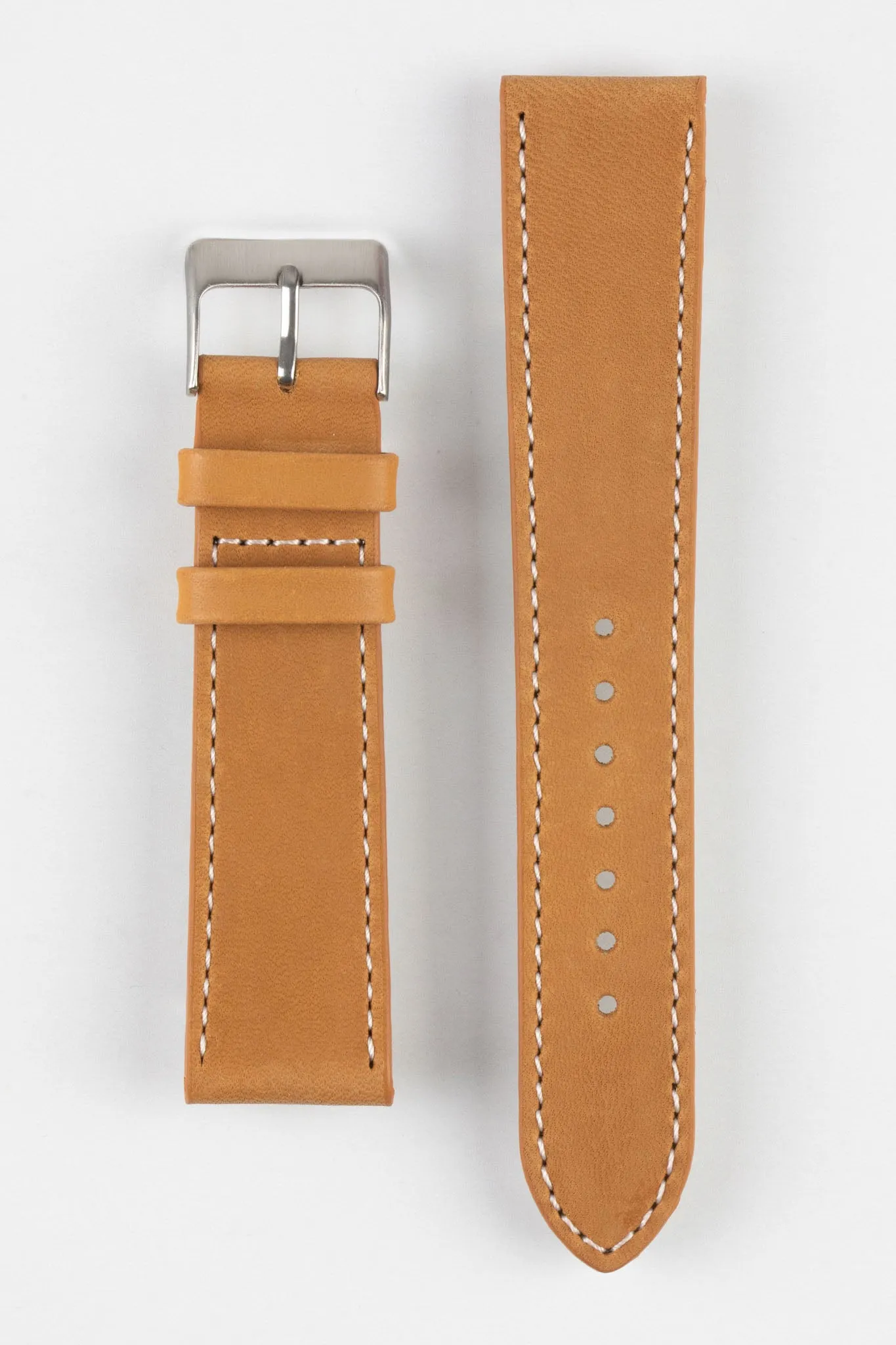 Pebro CLASSIC Unpadded Calfskin Leather Watch Strap in COGNAC
