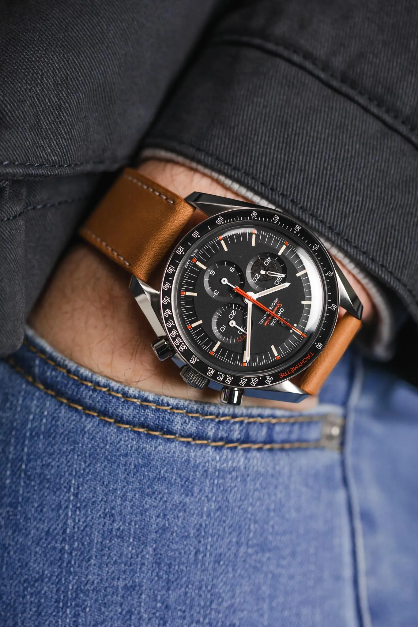 Pebro CLASSIC Unpadded Calfskin Leather Watch Strap in COGNAC