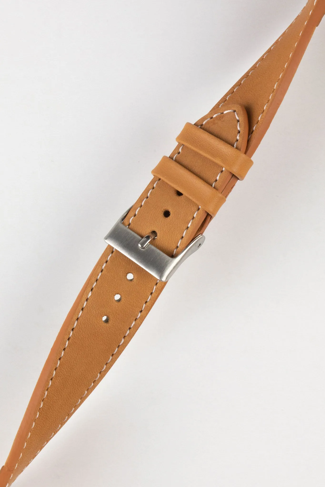 Pebro CLASSIC Unpadded Calfskin Leather Watch Strap in COGNAC