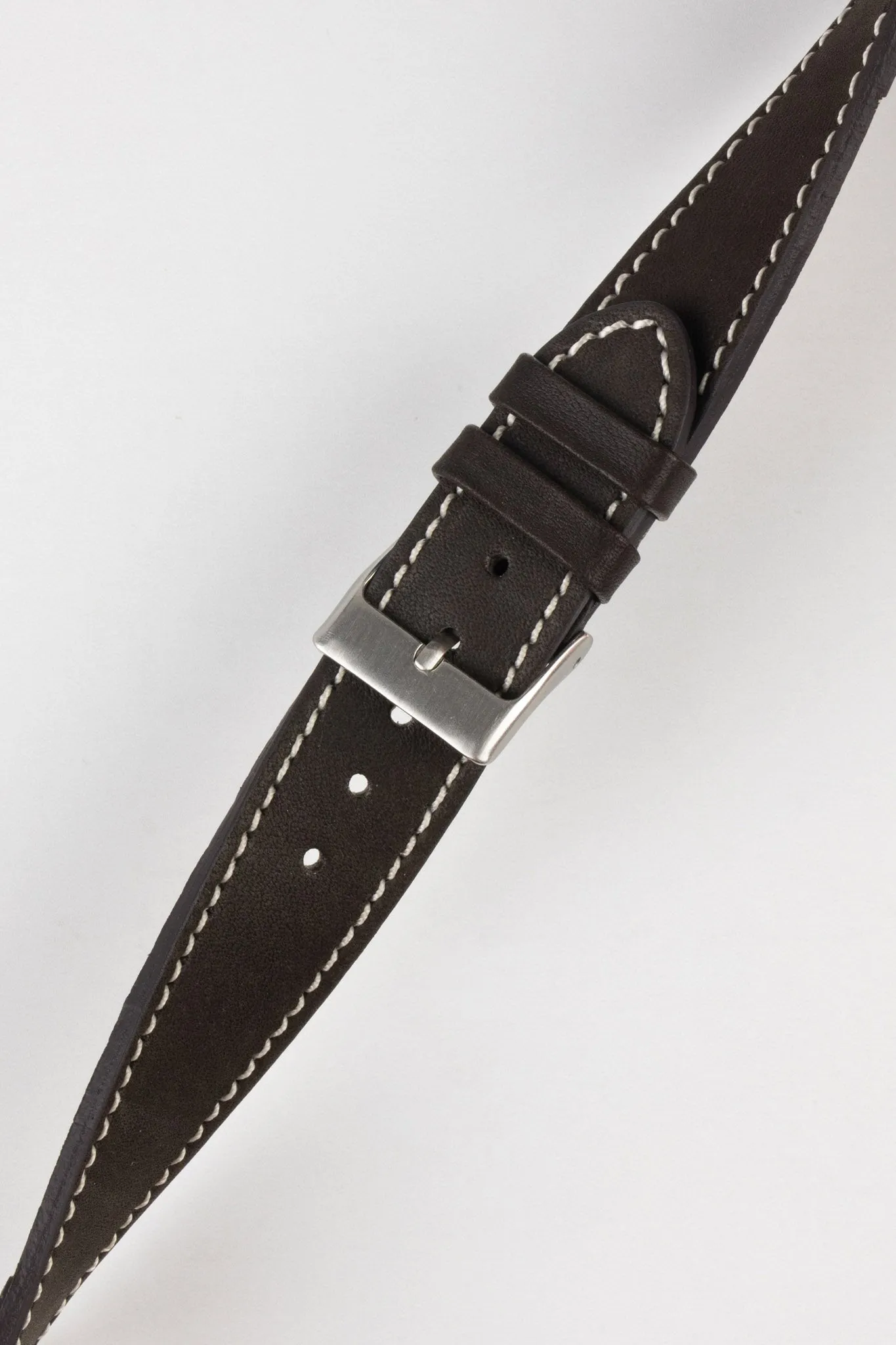 Pebro CLASSIC Unpadded Calfskin Leather Watch Strap in DARK BROWN