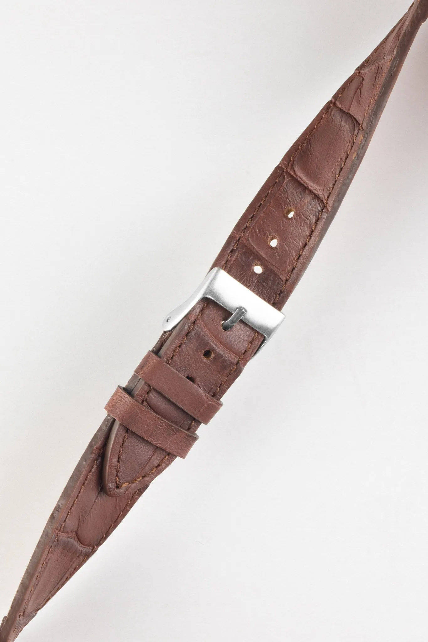 Pebro NILE Crocodile-Embossed Calfskin Leather Watch Strap in GOLD BROWN