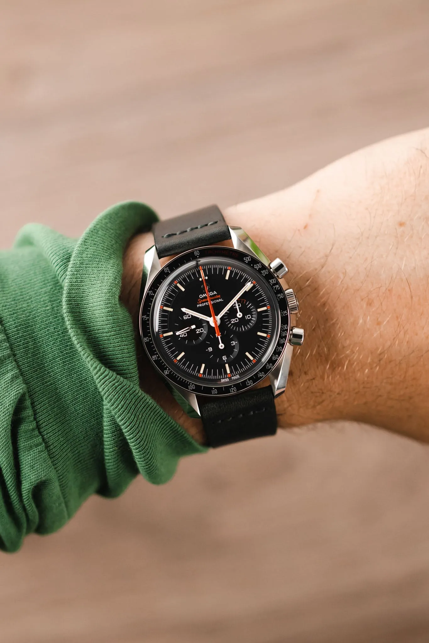 Pebro OILED ARTISAN Leather Watch Strap in BLACK