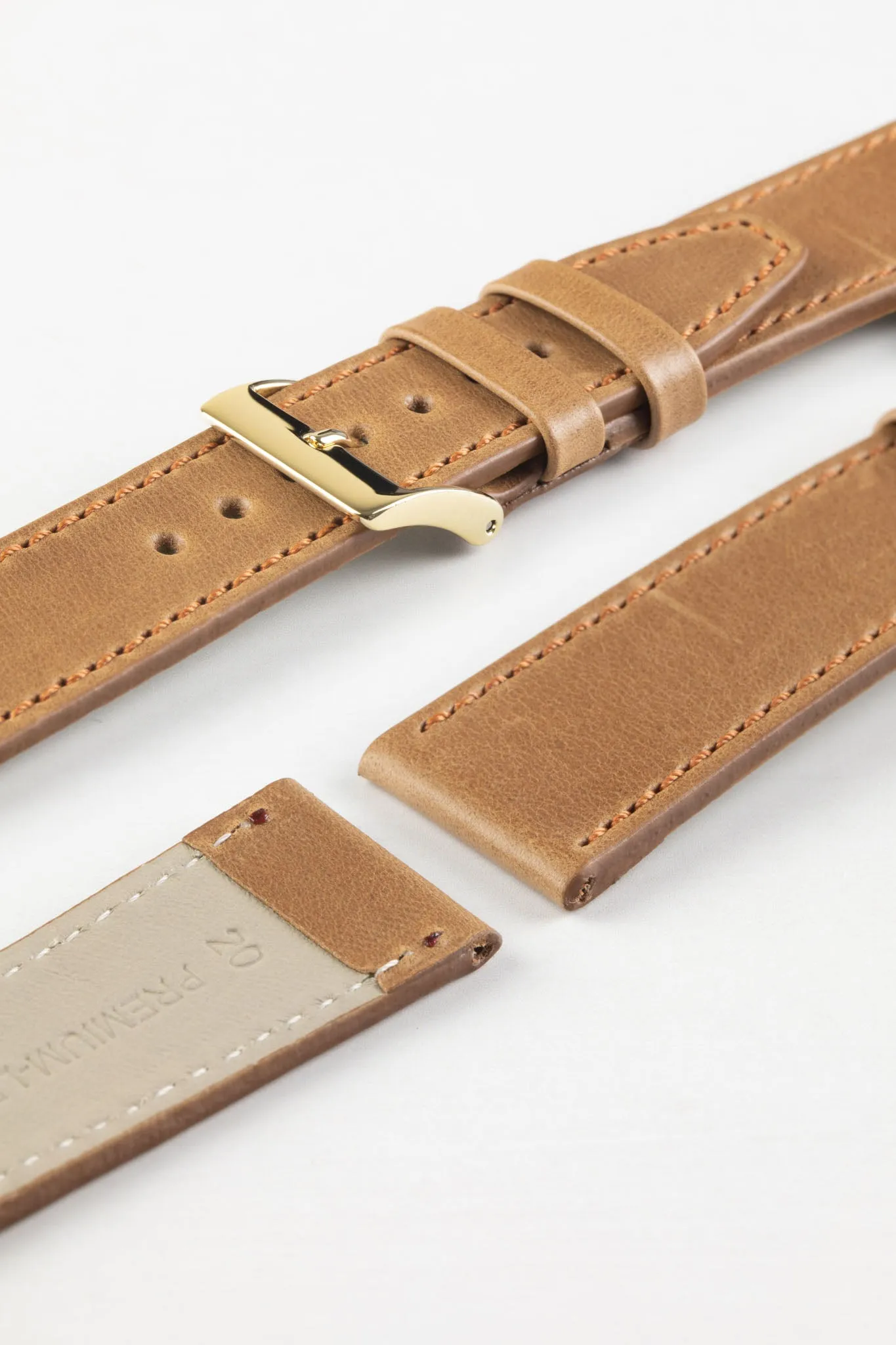 Pebro RUSTIC Vintage Leather Watch Strap in TAWNY BROWN