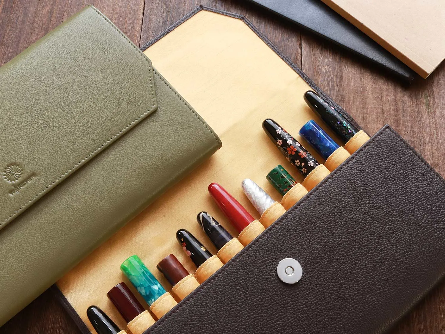 Penfolium 12 Pen Portfolio - Olive Green