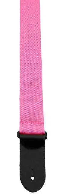 Perris 2" Poly Pro Guitar Strap in Pink with Black Leather ends