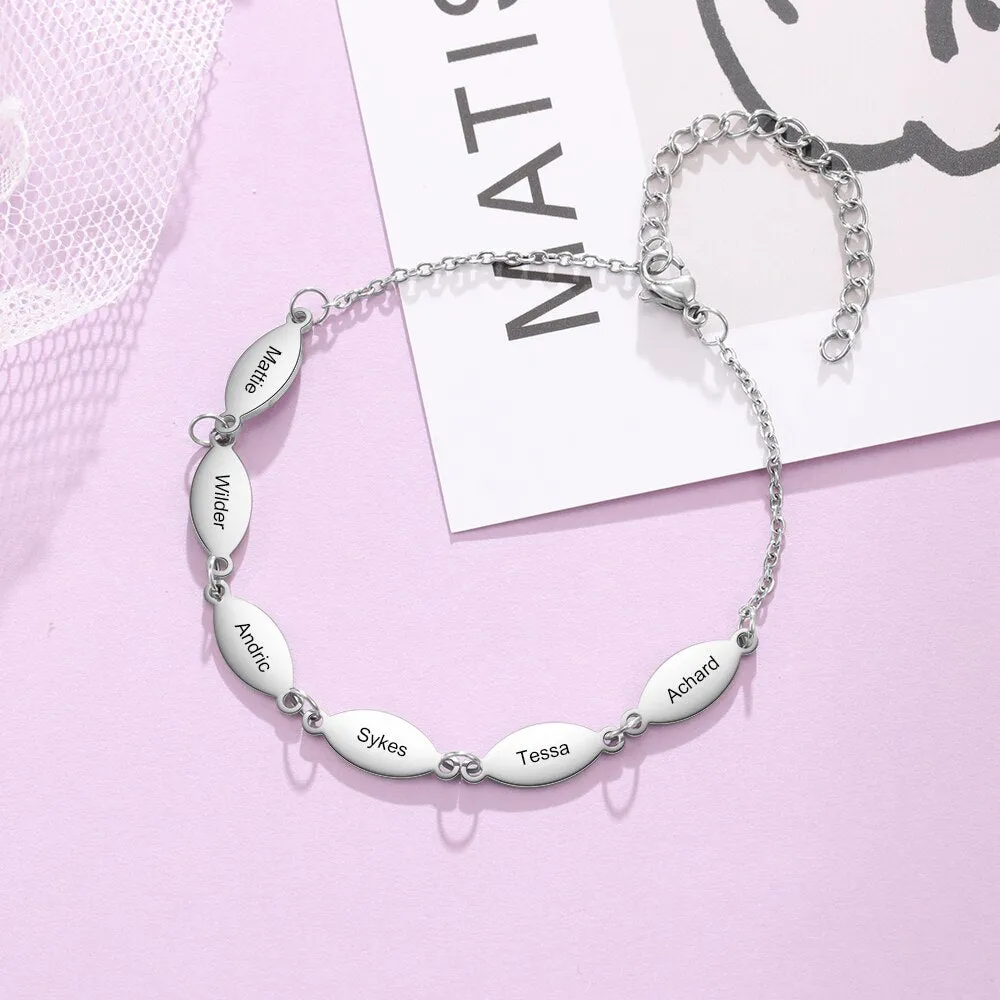 Personalized Stainless Steel Oval Charm Bracelet