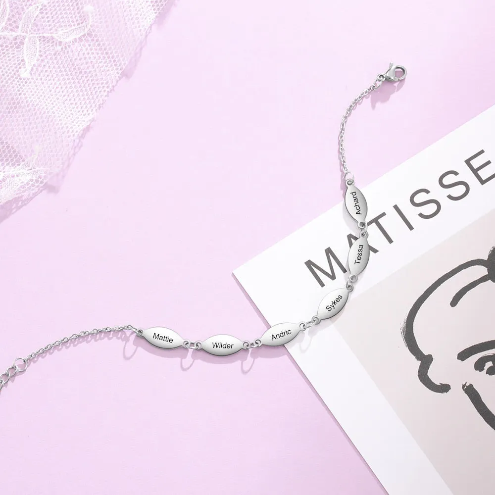 Personalized Stainless Steel Oval Charm Bracelet