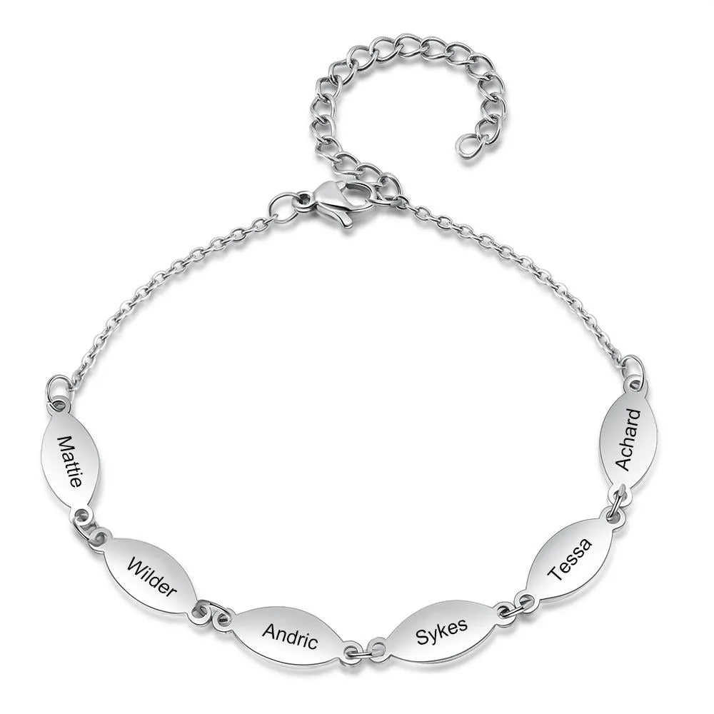 Personalized Stainless Steel Oval Charm Bracelet