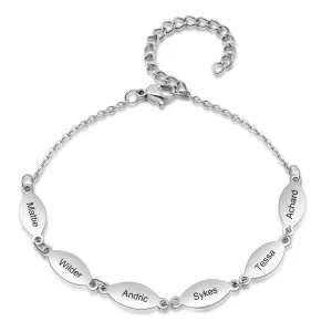 Personalized Stainless Steel Oval Charm Bracelet