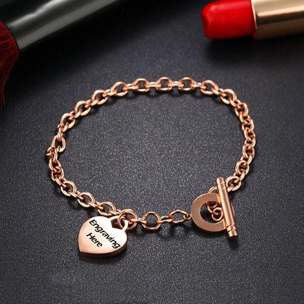 Personalized Women Stainless Steel Bracelet Heart Shape Party Jewelry For Women Bangles Best Gift For Friend