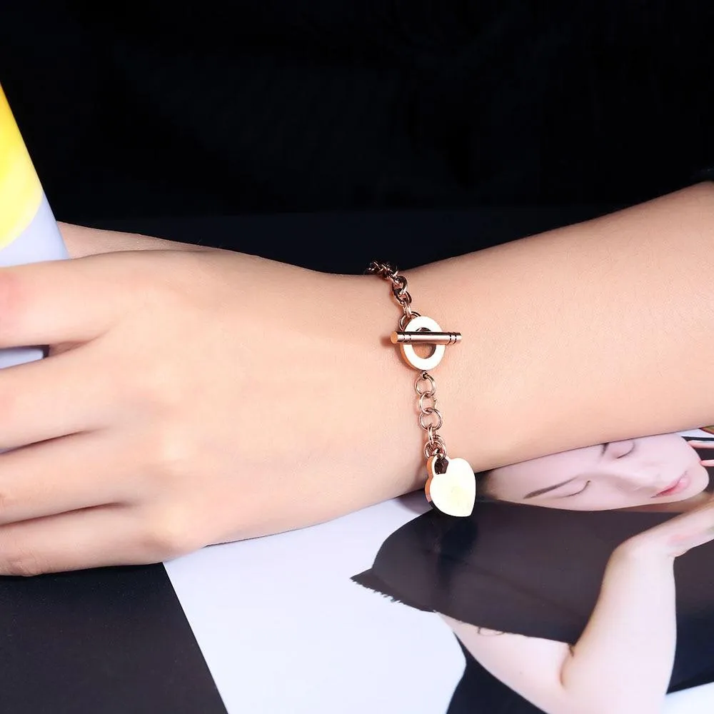 Personalized Women Stainless Steel Bracelet Heart Shape Party Jewelry For Women Bangles Best Gift For Friend